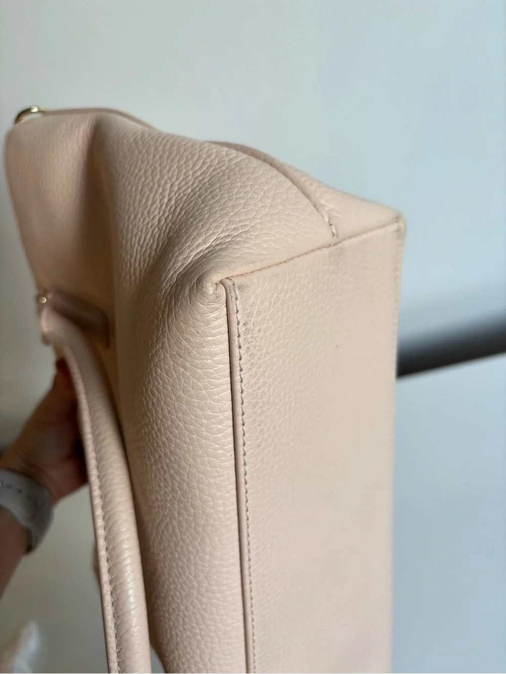 Tory Burch Blush Leather Mules with Gold Zipper Detail